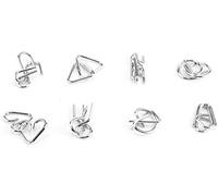 8pcs Metal Wire Puzzles Nine-chain Intelligence Buckle Brain Sets Unlock Teaser Toy Magic Trick Toy for Kids and Adults Children Intelligence sports (Type B)