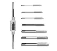 8PCS Metric Tap Set,Tap and Die Set,Hand Screw Thread Taps Set,Mini Metric Plug Tap Screw Tap Drill Tap Drill Set Tapping Tool M3 M4 M5 M6 M8 M10 M12 with Adjustable Tap Wrench Tool 1/16-1/2"