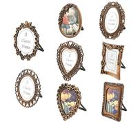 8Pcs Mini Alloy Vintage Picture Frame, Baroque Oval Photo Frame, Vintage Photo Tabletop Display for Cafe Tea House, Christmas Gifts