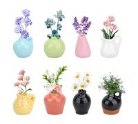 8Pcs Mini Ceramic Vase Magnets for Fridge - 3D Realistic Plant Decor, Funny Ceramic Flower Plant Vase Magnets, Cute Tiny Flower Bud Vases Magnetic Adhesive for Refrigerator, Kitchen, Office