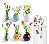 8Pcs Mini Ceramic Vase Magnets for Fridge,Cute Mini Bud Vases Magnetic,Funny Magnetic Flower Vases 3D Plant Magnets for Refrigerator Kitchen Locker Office Decoration (6Pcs vases)