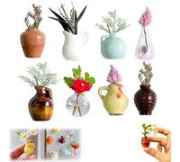 8Pcs Mini Ceramic Vases Magnets for Fridgess, Mini Vase Magnets for Fridges, Cute Miniss Bud Vasess Magnetic, 3D Ceramic Flower Vases Cute Plant Vasess Fridge Magnetss Kitchen, Office Decoration