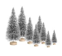 8Pcs Mini Christmas Tree Bottle Brush Trees, Snow Frosted Sisal Trees Miniature Artificial Christmas Trees, Small Tabletop Xmas Trees for Winter Ornaments Christmas Crafts Decorations Silver
