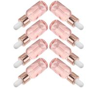 8pcs Mini Dropper Bottles 15ml Pink Glass for Perfume and Liquids | Thick Smooth Refillable Perfume Bottle, Precise Pipette Dispensing, Stores and Home Use, Compact Portable Size