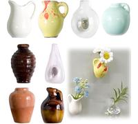 8PCS Mini Fridge Magnet Vases with Ceramic Flowers, Mini Vase Fridge Magnets, Cute Vase Magnets for Home, Office, and Creative Gifts, 3.8 * 3cm