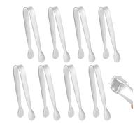 8pcs Mini Metal Tongs, 4.3 Inch Stainless Steel Small Little Camping Kitchen Appetizer Tiny Tongs for Serving Food Ice Cubes Sweet Sugar Cubes Buffet Tea Party Coffee Bar (Silver)