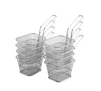 8Pcs Mini Stainless Steel Fry Baskets, Chip Basket for Deep Frying, Food Presentation Snack Strainer with Wire Handle for French Fries Chicken Onion Rings, Restaurant and