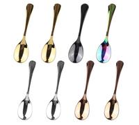 8pcs Mini Stainless Steel Spoons, 2.9x0.67in/7.3x1.7cm Cute Little Tiny Small Spoons for Spice Jars Condiments Sugar Honey Coffee Tea Espresso Tasting & Dessert Decoration (5 Colors)