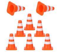 8pcs Mini Traffic Cones, 1.4 Inch Miniature Road Cones Plastic Barricades Traffic Signs Small Construction Cone Tiny Orange Cone Roadblock Toy Ornament for Kids Engineer Party Micro Landscape
