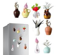 8Pcs Mini Vase Fridge Magnets,mini Fridge Magnet Vases,magnetic Vase for Fridge |small Plant Vase Refrigerator Magnets,Funny Magnetic Flower Vases 3D Plant for Locker Office Decoration-8pcs