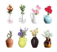 8Pcs Mini Vase Magnets for Fridge,Mini Ceramic Vase Refrigerator Magnets,3D Ceramic Flower Vase Plant FridgeMagnets for Kitchen, Office, Home Decor