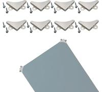 8PCS Mirror Corner Brackets - Mirror Clips - Metal Mirror Fixings - Picture Holder for Wall - Glass Fastening for Bathroom Mirror Hanging (Silver)