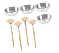 8Pcs Mixing Bowl and Brushes Face Tool Set with Stainless Steel Bowl and Nylon Bristles for Skincare Makeup Home Escape Rudiments