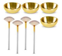 8Pcs Mixing Bowl and Brushes Face Tool Set with Stainless Steel Bowl and Nylon Bristles for Skincare Makeup Home Escape Rudiments