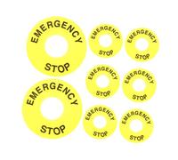 8pcs Mm Yellow Pvc Emergency Stop Button Warning Circle Sign