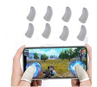 8PCS Mobile Game Controllers Finger Sleeve,Newchichi 0.01Inch Ultra-Thin Anti-Sweat Breathable Silver Fiber Sensitive Touch Finger Sleeve for PUBG/Rule of Survival,Compatible with iphone/ipad/Android