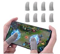 8PCS Mobile Game Controllers Finger Sleeve,Newchichi 0.01Inch Ultra-Thin Anti-Sweat Breathable Silver Fiber Sensitive Touch Finger Sleeve for PUBG/Rule of Survival,Compatible with iphone/ipad/Android