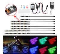8PCS Motorcycle Bluetooth App LED Light Strip Kit Remote Control Flashing Lamp