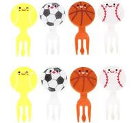 8Pcs Multicolour Mini Football Sport Fruit Fork Mini Cartoon Food Picks Snack Fruit Fork Fun Bento Picks Mini Cartoon Toothpick Animal Food Picks for Cocktail Picks