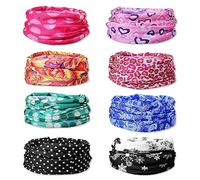 8PCS Multifunctional Headwear Outdoor Scarf, Sports Face Mask, Unisex Wide Seamless Magic Headwear Face Coverings, Breathable Bandana for Sport Yoga Running Cycling Hiking