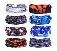 8PCS Multifunctional Headwear Outdoor Scarf, Sports Face Mask, Unisex Wide Seamless Magic Headwear Face Coverings, Breathable Bandana for Sport Yoga Running Cycling Hiking