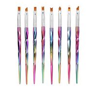 8Pcs Nail Art French Brushes Set, Nail Art Brush Tool for Petal Painting, Manicure Pen with Shiny Handles, Professional Salon & DIY Use, Elegant French Design