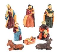 8PCS Nativity Figures, Resin Traditional Nativity Set with Baby Jesus and Animals,Christmas Decoration Sculpture,Realistic Nativity Scene Christmas Decorations for Home Decor