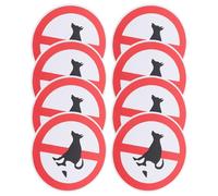 8pcs No Dog Poop Warning Sticker Red Pvc for Public Parks Courtyard