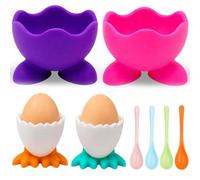 8PCS Novelty Colorful Egg Cup Holder for Boiled Eggs, Egg Cups Set, Kitchen Breakfast Stackable Egg Cup Collection The Egg Cup Holder Design Keeps Each Egg neatly in Place During Meals.Colorful Egg