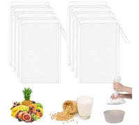 8PCS Nut Milk Bag, 12x8 Inch Reusable Food Strainers, 200 Mesh Cheese Cloth Bag, Fine Mesh Nylon Nut Bags for Yogurt, Juice, Cold Brew Coffee, Tofu, Tea, Cheese, Beer and Almond Milk