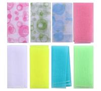 8pcs Nylon Exfoliating Bath Strip Shower Towel for Body Cleaning | Long Back-wash Cloth, Breathable Weave, Moisture-absorbing Build, Mixed Colours Random Color