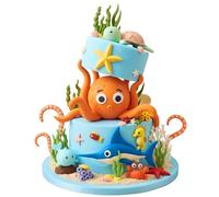 8Pcs Ocean Animal Cake Decorations Set Under the Sea Cake Toppers with Octopus Fish Crab Cake Toppers for Ocean Themed Party Supplies