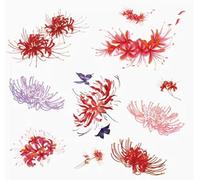 8PCS Of Red Spider Lily Clavicle Tattoo Stickers