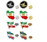 8Pcs Old Iran Persia Flag Lapel Pins Bulk Different Style Metal Persian Iranian Lion Sun and Crown Badge Pin Traveler Souvenir Series Gifts (A-8pcs)
