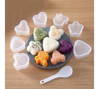 8PCS Onigiri Mould Set, Cute Rice Ball Maker with Paddle, Kids Bento Lunch