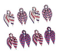 8Pcs / Pack Fourth of July Hair Accessories Multipurpose Use As Headbands Wristbands or Bag Charms for Any Outfit America Flag Hair Tie