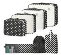 8PCS Packing Cubes for Suitcase, Travel Luggage Organisers for Backpack, Waterproof Storage Bags for Clothes Shoes, Travel Essentials Accessories - White Dots