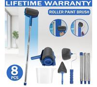 8Pcs Paint Roller Kit Home Wall Ceiling Handle Decorating Tool Runner Brush Set
