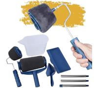 8PCS Paint Roller Set with Extension Handle - Paint Runner Pro Wall & Ceiling Painting Kit with Edger, Corner Cutter, Tray & Pour Jug | Reusable DIY Home Decorating Tools