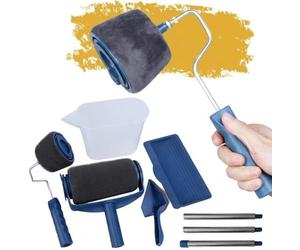 8PCS Paint Roller Set with Extension Handle - Paint Runner Pro Wall & Ceiling Painting Kit with Edger, Corner Cutter, Tray & Pour Jug | Reusable DIY Home Decorating Tools