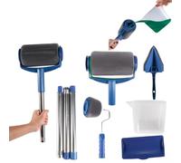 8PCS Paint Runner Pro Roller Brush Set with Extension Handle | DIY Wall & Ceiling Painting Kit with Flocked Edger, Corner Cutter, Tray & Pour Jug | Reusable Paint Roller Kit for Home
