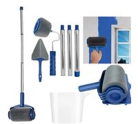 8PCS Paint Runner Pro Roller Brush Set with Handle & Extension Poles | Wall Painting Kit with Flocked Edger, Corner Cutter, Tray & Pour Jug | Reusable DIY Wall Ceiling Paint Roller