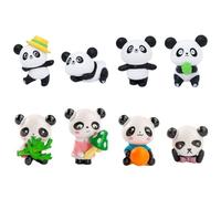 8Pcs Panda Toy Figures,Panda Cake Topper Set,Mini Figurines Set Diy Panda Cake Decorations Cute Panda Teddy Birthday Party Decoration For Baby Shower,Garden Micro Landscape Ornamen Cute Panda Gifts