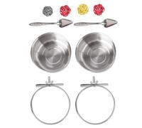 8pcs Parrot Feeding Bowl with Spoon and Bite Ball Cage Accessory Set | Stainless Steel Bowl, Rattan and Willow Pieces, for Medium Birds and Parakeet Cage Feeding