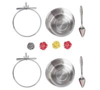 8pcs Parrot Feeding Scoop Stainless Steel Cage Feeding Set with Bowl | Willow Branch and Rattan Pieces, Bite Balls for Stress Relief, Suitable for Medium Birds and Other Pets