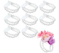 8Pcs Pearl Corsage Wrist Bride Elastic Bands Stretch Decor Wristband Handmade Supplies Bracelet Accessories for Wedding Diy Festival Beach Party Prom