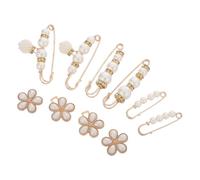 8pcs Pearl Flower Waist Tightener Pins for Pants and Jeans Alloy