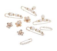 8pcs Pearl Flower Waist Tightener Pins for Pants No Sew Alloy Clips