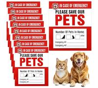 8Pcs Pet Alert Safety Fire Rescue Sticker, in Case of Emergency Pets Sticker, Vinyl Adhesive Pet Rescue Signs for House Home Window Pets Door(11.5cm/4.5in x 10cm/ 3.93in)
