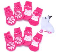 8Pcs Pet Socks Non Slip Soft Warm Cute Secure Bunny Socks with Grip for Indoor Hardwood Floor Large